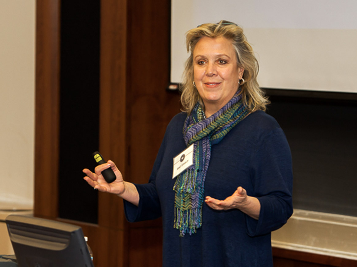 Photograph of Janet Steveley giving a presentation